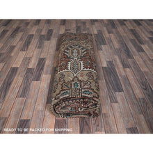 Load image into Gallery viewer, 8&#39;7&quot;x11&#39;5&quot; Blush Red, Vintage Persian Heriz With Geometric Medallion Design, 100% Wool, Hand Knotted, Even Wear, Cropped Thin, Good Condition, Sides And Ends Professionally Secured, Oriental Rug FWR7542