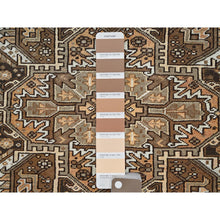Load image into Gallery viewer, 7&#39;6&quot;x10&#39;2&quot; Tawny Brown, Vintage Persian Heriz With Geometric Medallion Design, Pure Wool, Hand Knotted, Evenly Worn, Shaved Down, Good Condition, Sides And Ends Professionally Secured, Oriental Rug FWR7548