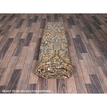 Load image into Gallery viewer, 7&#39;6&quot;x10&#39;2&quot; Tawny Brown, Vintage Persian Heriz With Geometric Medallion Design, Pure Wool, Hand Knotted, Evenly Worn, Shaved Down, Good Condition, Sides And Ends Professionally Secured, Oriental Rug FWR7548