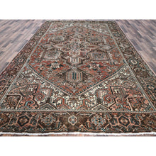 Load image into Gallery viewer, 8&#39;7&quot;x12&#39;3&quot; Blush Red, Vintage Persian Heriz With Large Medallion Design, Worn And Distressed, 100% Wool, Hand Knotted, Sheared Low, Clean, Sides And Ends Professionally Secured, Oriental Rug FWR7554