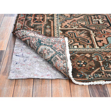 Load image into Gallery viewer, 8&#39;7&quot;x12&#39;3&quot; Blush Red, Vintage Persian Heriz With Large Medallion Design, Worn And Distressed, 100% Wool, Hand Knotted, Sheared Low, Clean, Sides And Ends Professionally Secured, Oriental Rug FWR7554