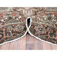 Load image into Gallery viewer, 8&#39;7&quot;x12&#39;3&quot; Blush Red, Vintage Persian Heriz With Large Medallion Design, Worn And Distressed, 100% Wool, Hand Knotted, Sheared Low, Clean, Sides And Ends Professionally Secured, Oriental Rug FWR7554