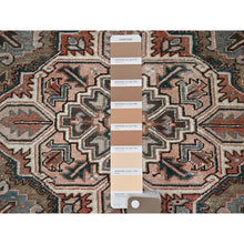 Load image into Gallery viewer, 8&#39;7&quot;x12&#39;3&quot; Blush Red, Vintage Persian Heriz With Large Medallion Design, Worn And Distressed, 100% Wool, Hand Knotted, Sheared Low, Clean, Sides And Ends Professionally Secured, Oriental Rug FWR7554
