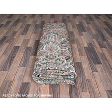 Load image into Gallery viewer, 8&#39;7&quot;x12&#39;3&quot; Blush Red, Vintage Persian Heriz With Large Medallion Design, Worn And Distressed, 100% Wool, Hand Knotted, Sheared Low, Clean, Sides And Ends Professionally Secured, Oriental Rug FWR7554