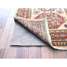 Load image into Gallery viewer, 2&#39;8&quot;x35&#39;3&quot; Pistachio Shell Beige, Multiple Border, Organic Wool Densely Woven Colorful Geometric Medallions Afghan Super Kazak Natural Dyes Hand Knotted Xxl Oriental Runner Rug FWR750
