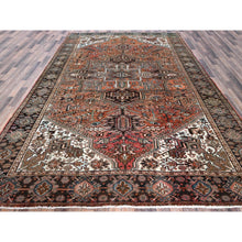 Load image into Gallery viewer, 8&#39;4&quot;x12&#39;2&quot; Copper Red, Vintage Persian Heriz With Geometric Medallion Design, 100% Wool, Hand Knotted, Even Wear, Rustic Feel, Cropped Thin, Good Condition, Sides And Ends Professionally Secured, Oriental Rug FWR7560