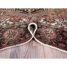 Load image into Gallery viewer, 8&#39;4&quot;x12&#39;2&quot; Copper Red, Vintage Persian Heriz With Geometric Medallion Design, 100% Wool, Hand Knotted, Even Wear, Rustic Feel, Cropped Thin, Good Condition, Sides And Ends Professionally Secured, Oriental Rug FWR7560