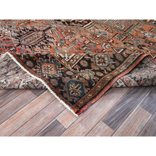 Load image into Gallery viewer, 8&#39;4&quot;x12&#39;2&quot; Copper Red, Vintage Persian Heriz With Geometric Medallion Design, 100% Wool, Hand Knotted, Even Wear, Rustic Feel, Cropped Thin, Good Condition, Sides And Ends Professionally Secured, Oriental Rug FWR7560