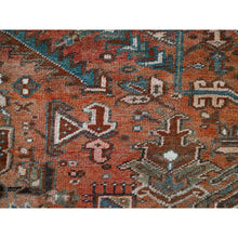 Load image into Gallery viewer, 8&#39;4&quot;x12&#39;2&quot; Copper Red, Vintage Persian Heriz With Geometric Medallion Design, 100% Wool, Hand Knotted, Even Wear, Rustic Feel, Cropped Thin, Good Condition, Sides And Ends Professionally Secured, Oriental Rug FWR7560