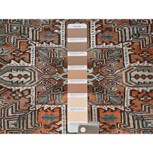 Load image into Gallery viewer, 8&#39;4&quot;x12&#39;2&quot; Copper Red, Vintage Persian Heriz With Geometric Medallion Design, 100% Wool, Hand Knotted, Even Wear, Rustic Feel, Cropped Thin, Good Condition, Sides And Ends Professionally Secured, Oriental Rug FWR7560