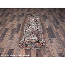 Load image into Gallery viewer, 8&#39;4&quot;x12&#39;2&quot; Copper Red, Vintage Persian Heriz With Geometric Medallion Design, 100% Wool, Hand Knotted, Even Wear, Rustic Feel, Cropped Thin, Good Condition, Sides And Ends Professionally Secured, Oriental Rug FWR7560