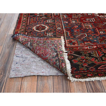 Load image into Gallery viewer, 9&#39;7&quot;x12&#39;9&quot; Auburn Red, Vintage Persian Heriz With Geometric Medallion Design, Worn And Distressed, Pure Wool, Hand Knotted, Shaved Low, Good Condition, Sides And Ends Professionally Secured, Oriental Rug FWR7584