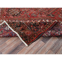 Load image into Gallery viewer, 9&#39;7&quot;x12&#39;9&quot; Auburn Red, Vintage Persian Heriz With Geometric Medallion Design, Worn And Distressed, Pure Wool, Hand Knotted, Shaved Low, Good Condition, Sides And Ends Professionally Secured, Oriental Rug FWR7584