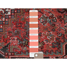 Load image into Gallery viewer, 9&#39;7&quot;x12&#39;9&quot; Auburn Red, Vintage Persian Heriz With Geometric Medallion Design, Worn And Distressed, Pure Wool, Hand Knotted, Shaved Low, Good Condition, Sides And Ends Professionally Secured, Oriental Rug FWR7584