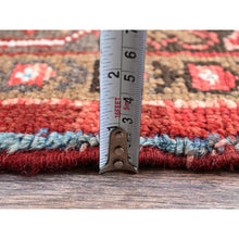 Load image into Gallery viewer, 9&#39;7&quot;x12&#39;9&quot; Auburn Red, Vintage Persian Heriz With Geometric Medallion Design, Worn And Distressed, Pure Wool, Hand Knotted, Shaved Low, Good Condition, Sides And Ends Professionally Secured, Oriental Rug FWR7584