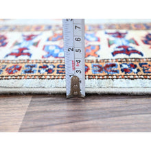 Load image into Gallery viewer, 2&#39;11&quot;x22&#39;7&quot; Puritan Gray, Denser Weave, Oversized, Smooth And Shiny Wool, Colorful Tribal Elements All Over, Natural Dyes, Afghan Hand Knotted Super Kazak Oriental Runner Rug FWR756