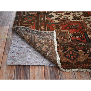 6'5"x9'7" Terracotta Red, Vintage Persian Heriz With Geometric Medallion Design, Even Wear, Cropped Thin, Good Condition, Sides And Ends Professionally Secured, 100% Wool, Hand Knotted, Oriental Rug FWR7620