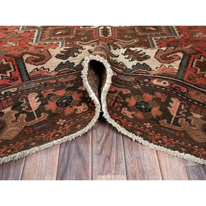 6'5"x9'7" Terracotta Red, Vintage Persian Heriz With Geometric Medallion Design, Even Wear, Cropped Thin, Good Condition, Sides And Ends Professionally Secured, 100% Wool, Hand Knotted, Oriental Rug FWR7620