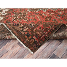 Load image into Gallery viewer, 6&#39;5&quot;x9&#39;7&quot; Terracotta Red, Vintage Persian Heriz With Geometric Medallion Design, Even Wear, Cropped Thin, Good Condition, Sides And Ends Professionally Secured, 100% Wool, Hand Knotted, Oriental Rug FWR7620
