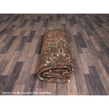 Load image into Gallery viewer, 6&#39;5&quot;x9&#39;7&quot; Terracotta Red, Vintage Persian Heriz With Geometric Medallion Design, Even Wear, Cropped Thin, Good Condition, Sides And Ends Professionally Secured, 100% Wool, Hand Knotted, Oriental Rug FWR7620