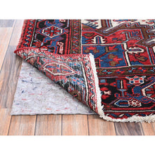 Load image into Gallery viewer, 8&#39;x11&#39;3&quot; Crimson Red, Semi Antique Persian Heriz With Slight Wear, Sheared Low, Zero Pile, Sides And Ends Professionally Secured, Hand Knotted, 100% Wool, Oriental Rug FWR7644