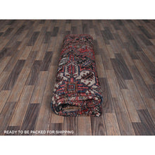Load image into Gallery viewer, 8&#39;x11&#39;3&quot; Crimson Red, Semi Antique Persian Heriz With Slight Wear, Sheared Low, Zero Pile, Sides And Ends Professionally Secured, Hand Knotted, 100% Wool, Oriental Rug FWR7644