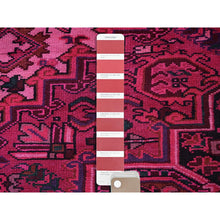 Load image into Gallery viewer, 7&#39;x9&#39;5&quot; Red Overdyed, Semi Antique Persian Heriz With Large Medallion, Worn Down, Sheared Low, Zero Pile, Sides And Ends Professionally Secured, Hand Knotted, 100% Wool, Oriental Rug FWR7650