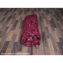 Load image into Gallery viewer, 7&#39;x9&#39;5&quot; Red Overdyed, Semi Antique Persian Heriz With Large Medallion, Worn Down, Sheared Low, Zero Pile, Sides And Ends Professionally Secured, Hand Knotted, 100% Wool, Oriental Rug FWR7650