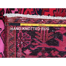 Load image into Gallery viewer, 7&#39;x9&#39;5&quot; Red Overdyed, Semi Antique Persian Heriz With Large Medallion, Worn Down, Sheared Low, Zero Pile, Sides And Ends Professionally Secured, Hand Knotted, 100% Wool, Oriental Rug FWR7650