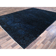 Load image into Gallery viewer, 8&#39;5&quot;x11&#39;4&quot; Yale Blue, Overdyed Vintage Persian Heriz With Large Medallion, Worn And Distressed, Shaved Low, Zero Pile, Sides And Ends Professionally Secured, Hand Knotted, 100% Wool, Oriental Rug FWR7656
