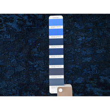 Load image into Gallery viewer, 8&#39;5&quot;x11&#39;4&quot; Yale Blue, Overdyed Vintage Persian Heriz With Large Medallion, Worn And Distressed, Shaved Low, Zero Pile, Sides And Ends Professionally Secured, Hand Knotted, 100% Wool, Oriental Rug FWR7656