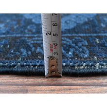 Load image into Gallery viewer, 8&#39;5&quot;x11&#39;4&quot; Yale Blue, Overdyed Vintage Persian Heriz With Large Medallion, Worn And Distressed, Shaved Low, Zero Pile, Sides And Ends Professionally Secured, Hand Knotted, 100% Wool, Oriental Rug FWR7656