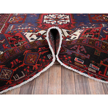 Load image into Gallery viewer, 7&#39;4&quot;x11&#39;2&quot; Chili Red, Vintage Persian Heriz With Geometric Medallion, Cropped Thin, Sides And Ends Professionally Secured, Good Condition, Hand Knotted, 100% Wool, Long And Narrow, Oriental Rug FWR7674