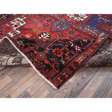 Load image into Gallery viewer, 7&#39;4&quot;x11&#39;2&quot; Chili Red, Vintage Persian Heriz With Geometric Medallion, Cropped Thin, Sides And Ends Professionally Secured, Good Condition, Hand Knotted, 100% Wool, Long And Narrow, Oriental Rug FWR7674