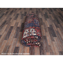 Load image into Gallery viewer, 7&#39;4&quot;x11&#39;2&quot; Chili Red, Vintage Persian Heriz With Geometric Medallion, Cropped Thin, Sides And Ends Professionally Secured, Good Condition, Hand Knotted, 100% Wool, Long And Narrow, Oriental Rug FWR7674