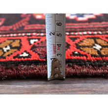Load image into Gallery viewer, 7&#39;4&quot;x11&#39;2&quot; Chili Red, Vintage Persian Heriz With Geometric Medallion, Cropped Thin, Sides And Ends Professionally Secured, Good Condition, Hand Knotted, 100% Wool, Long And Narrow, Oriental Rug FWR7674