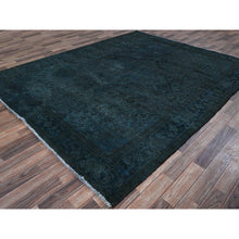 Load image into Gallery viewer, 8&#39;x9&#39;8&quot; Aegean Blue, Overdyed Vintage Persian Heriz With Areas Of Wear, Sheared Low, Worn And Distressed, Sides And Ends Professionally Secured, Hand Knotted, 100% Wool, Oriental Rug FWR7692