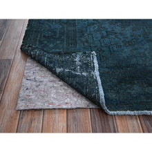 Load image into Gallery viewer, 8&#39;x9&#39;8&quot; Aegean Blue, Overdyed Vintage Persian Heriz With Areas Of Wear, Sheared Low, Worn And Distressed, Sides And Ends Professionally Secured, Hand Knotted, 100% Wool, Oriental Rug FWR7692