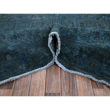 Load image into Gallery viewer, 8&#39;x9&#39;8&quot; Aegean Blue, Overdyed Vintage Persian Heriz With Areas Of Wear, Sheared Low, Worn And Distressed, Sides And Ends Professionally Secured, Hand Knotted, 100% Wool, Oriental Rug FWR7692