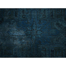 Load image into Gallery viewer, 8&#39;x9&#39;8&quot; Aegean Blue, Overdyed Vintage Persian Heriz With Areas Of Wear, Sheared Low, Worn And Distressed, Sides And Ends Professionally Secured, Hand Knotted, 100% Wool, Oriental Rug FWR7692