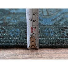 Load image into Gallery viewer, 8&#39;x9&#39;8&quot; Aegean Blue, Overdyed Vintage Persian Heriz With Areas Of Wear, Sheared Low, Worn And Distressed, Sides And Ends Professionally Secured, Hand Knotted, 100% Wool, Oriental Rug FWR7692
