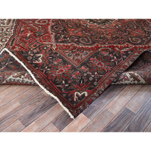 Load image into Gallery viewer, 10&#39;x12&#39;3&quot; Berry Red, Vintage And Worn, Persian Heriz With Large Medallion Design, Shaved Down, Sides And Ends Professionally Secured, Clean, Hand Knotted, 100% Wool, Oriental Rug FWR7704