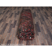 Load image into Gallery viewer, 10&#39;x12&#39;3&quot; Berry Red, Vintage And Worn, Persian Heriz With Large Medallion Design, Shaved Down, Sides And Ends Professionally Secured, Clean, Hand Knotted, 100% Wool, Oriental Rug FWR7704
