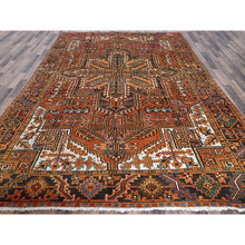 Load image into Gallery viewer, 8&#39;2&quot;x11&#39;2&quot; Vivid Orange, Semi Antique Persian Heriz With Large Medallion Design, Sheared Low, Sides And Ends Professionally Secured, Clean, Hand Knotted, 100% Wool, Oriental Rug FWR7722