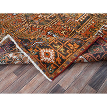 Load image into Gallery viewer, 8&#39;2&quot;x11&#39;2&quot; Vivid Orange, Semi Antique Persian Heriz With Large Medallion Design, Sheared Low, Sides And Ends Professionally Secured, Clean, Hand Knotted, 100% Wool, Oriental Rug FWR7722