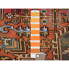 Load image into Gallery viewer, 8&#39;2&quot;x11&#39;2&quot; Vivid Orange, Semi Antique Persian Heriz With Large Medallion Design, Sheared Low, Sides And Ends Professionally Secured, Clean, Hand Knotted, 100% Wool, Oriental Rug FWR7722