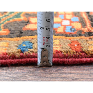 8'2"x11'2" Vivid Orange, Semi Antique Persian Heriz With Large Medallion Design, Sheared Low, Sides And Ends Professionally Secured, Clean, Hand Knotted, 100% Wool, Oriental Rug FWR7722