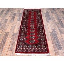Load image into Gallery viewer, 2&#39;1&quot;x6&#39;1&quot; Ajax Red, Princess Bokara With Tribal Medallions, Natural Dyes, 100% Wool, Hand Knotted, Runner, Oriental Rug FWR7746