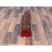 Load image into Gallery viewer, 2&#39;1&quot;x6&#39;1&quot; Ajax Red, Princess Bokara With Tribal Medallions, Natural Dyes, 100% Wool, Hand Knotted, Runner, Oriental Rug FWR7746