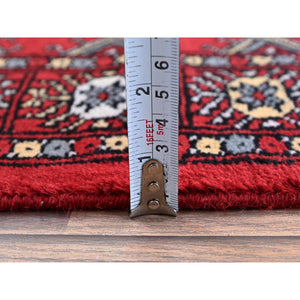 2'1"x6'1" Ajax Red, Princess Bokara With Tribal Medallions, Natural Dyes, 100% Wool, Hand Knotted, Runner, Oriental Rug FWR7746